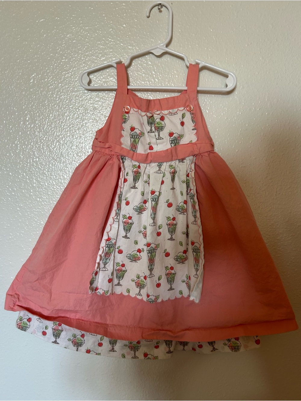 Janie and Jack Coral Pink Sundress with Ice Cream Panel